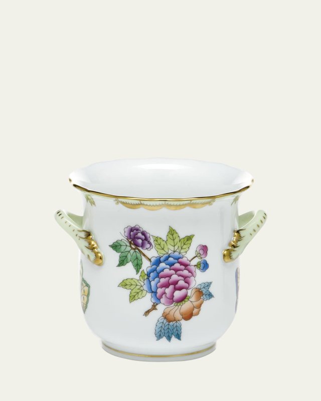 Queen Victoria Green Mini Cache Pot with Handles